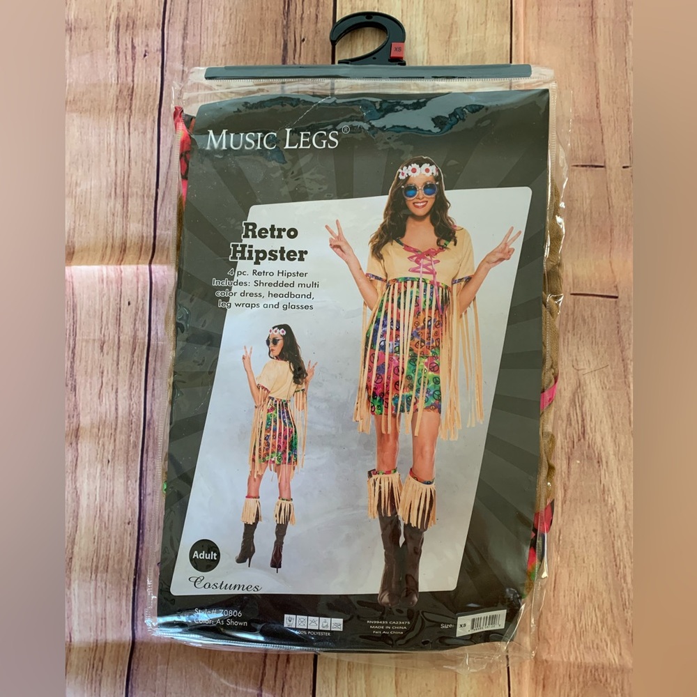 Halloween Costume Retro Hipster  Hippie Dress Women Size XS